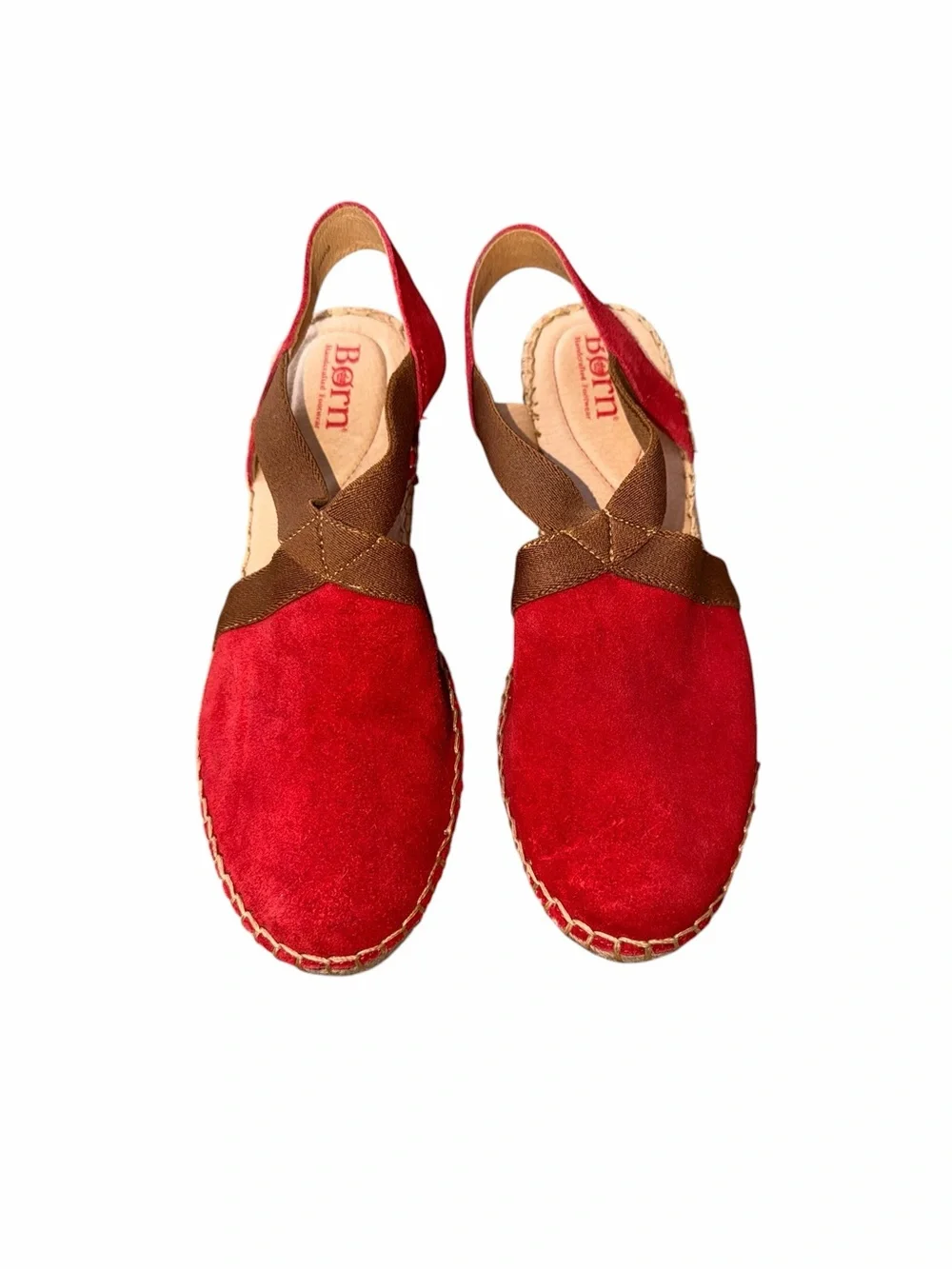 Born Meade Red Suede Espadrille Women's Size 9
